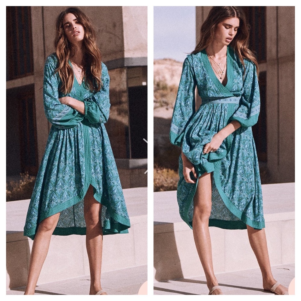 Spell Teal Floral Maxi Dress